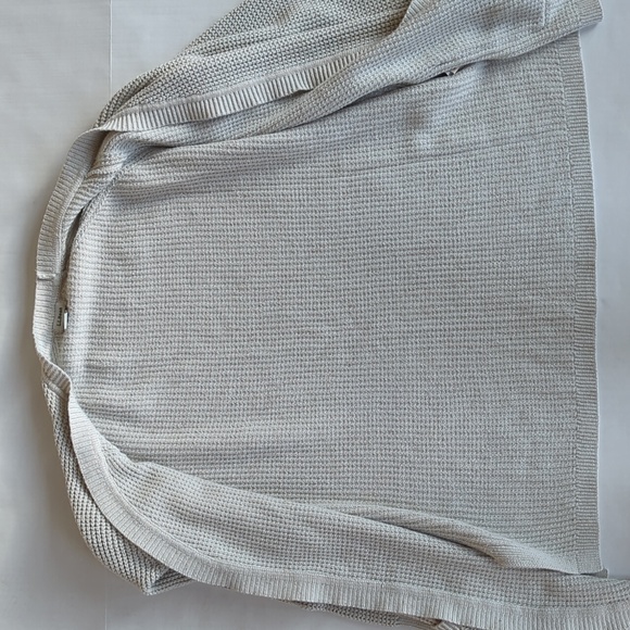 L.L. Bean Marled Open Front Open Weave Cardigan MEDIUM Beige Cream - Picture 12 of 16